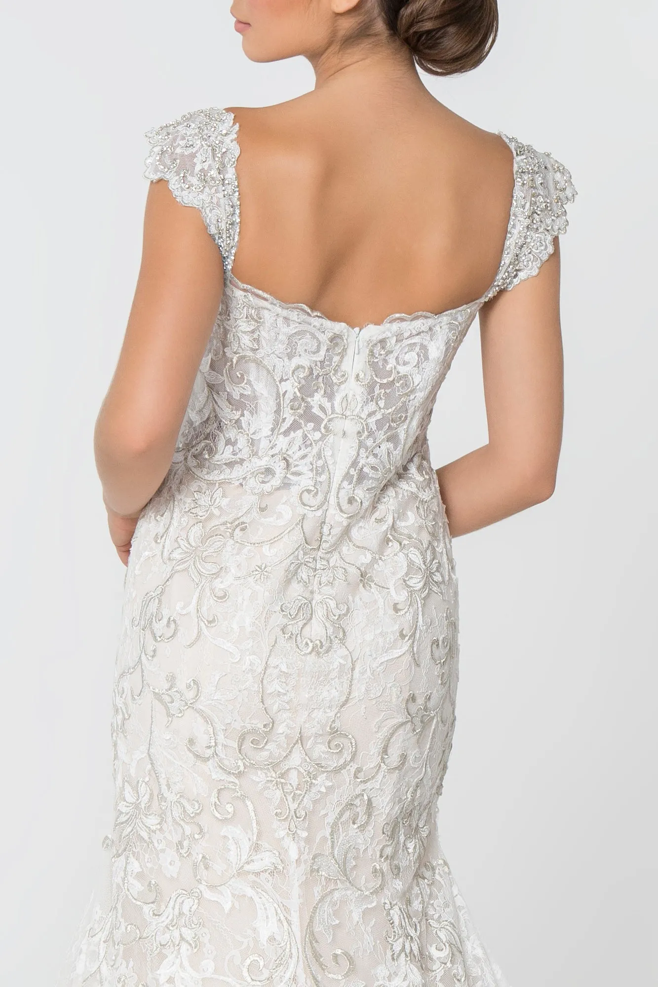 Lynn Wedding Dress Jewel Encrusted Lace Mermaid Bridal Gown 2602822HAR-Ivory/champagne