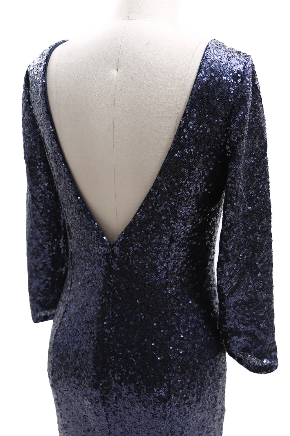 MACloth 3/4 Sleeve Sequin Long Mother of Bride Dresses Bridesmaid Evening Gown