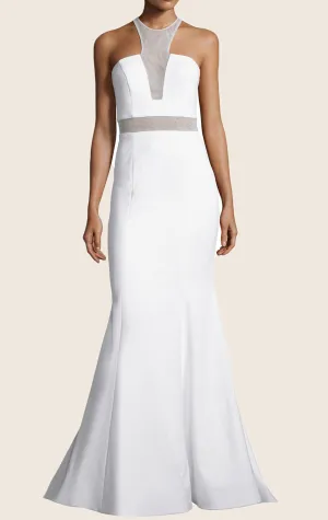 MACloth Mermaid Halter Jersey Prom Dress White Formal Evening Gown