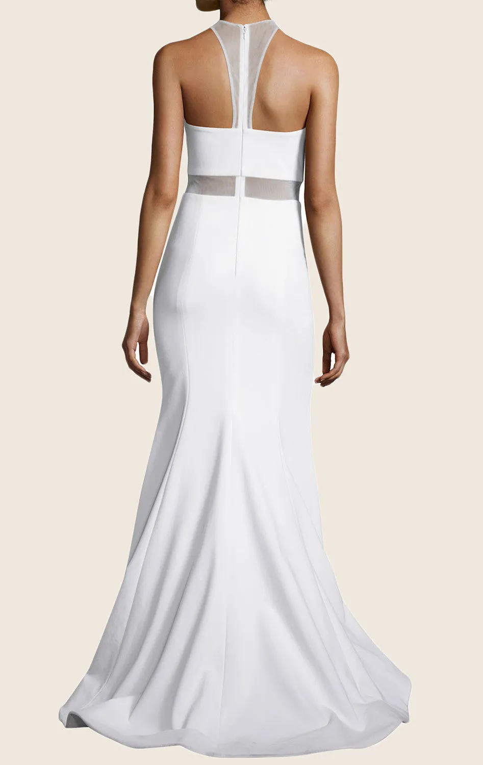 MACloth Mermaid Halter Jersey Prom Dress White Formal Evening Gown