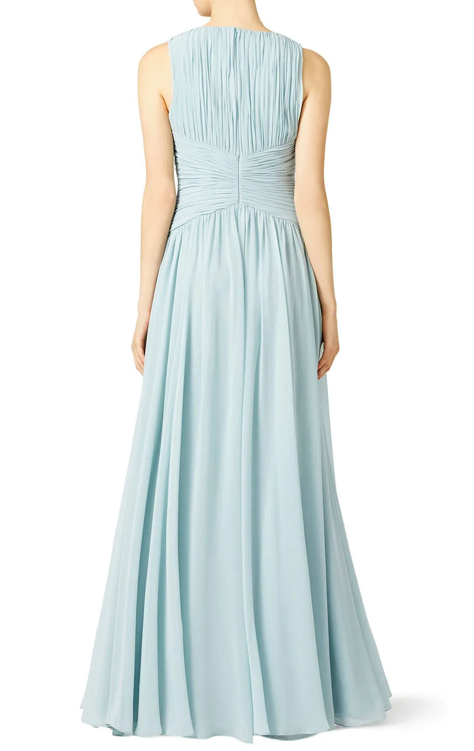 MACLoth Straps V Neck Chiffon Sky Blue Formal Gown Simple Prom Dress