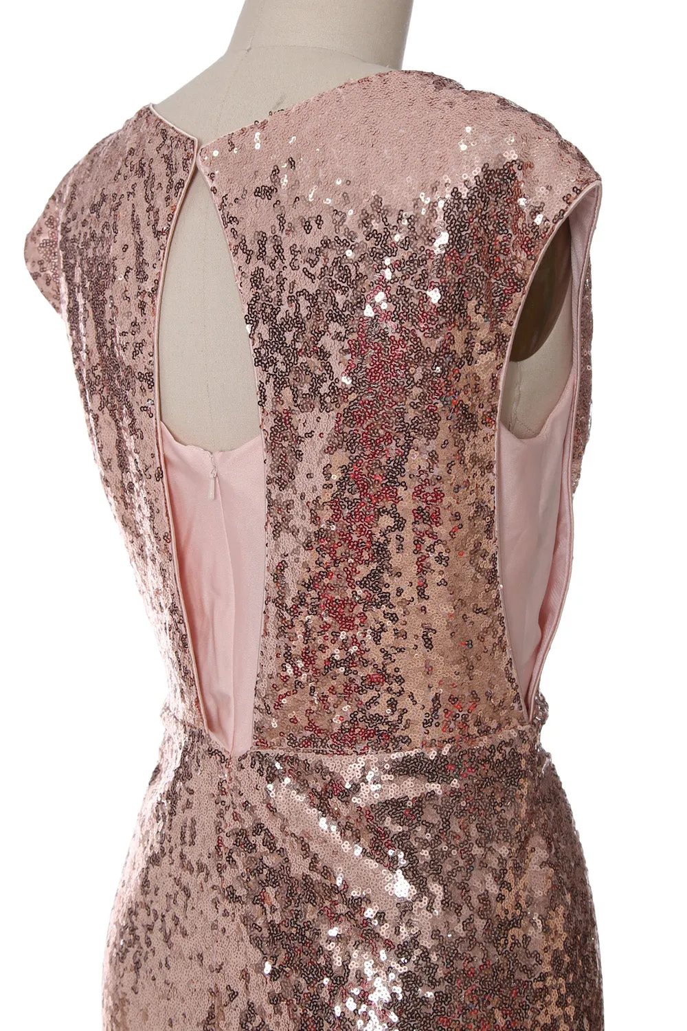 MACloth Women Mother of Bride Dresses Cap Sleeves Sequin Bridesmaid Formal Gown