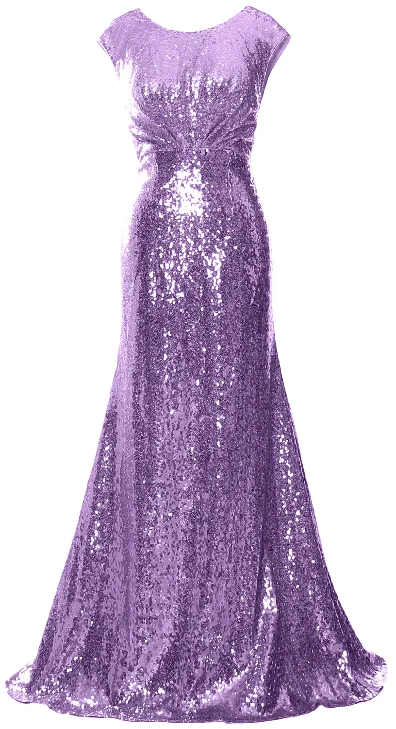 MACloth Women Mother of Bride Dresses Cap Sleeves Sequin Bridesmaid Formal Gown