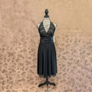 Maggy London Black Crochet Accent Halter Midi Dress, Size 10, New With Tags!