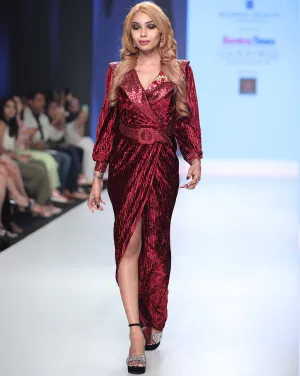 Maroon Overlap Gown