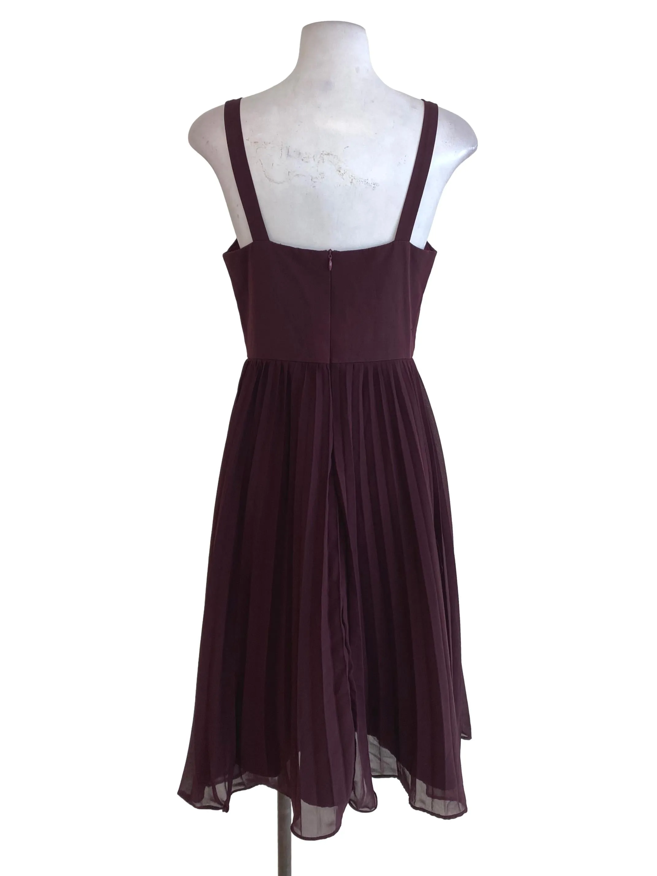 Maroon Pleated Blouson Dress