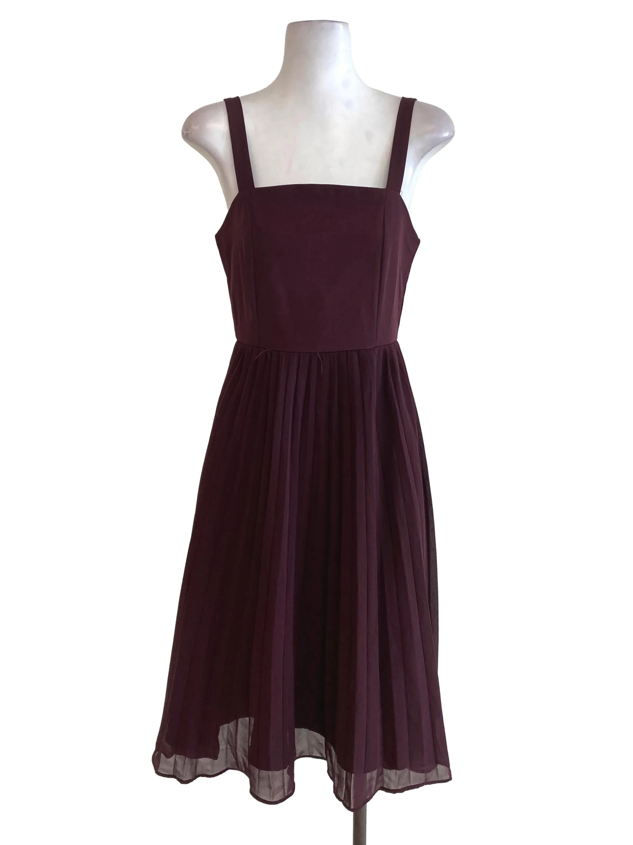 Maroon Pleated Blouson Dress