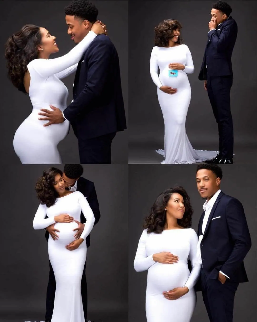 Maternity White Long Dress Baby Shower Shoot