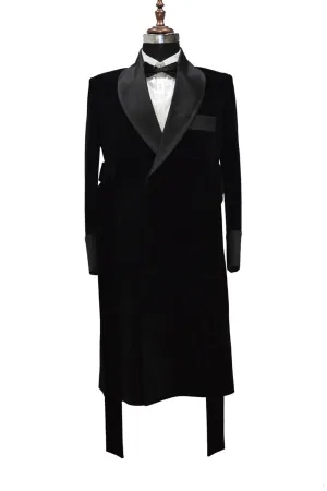 Men Black Smoking Gown Dinner Party Wear Long Gown