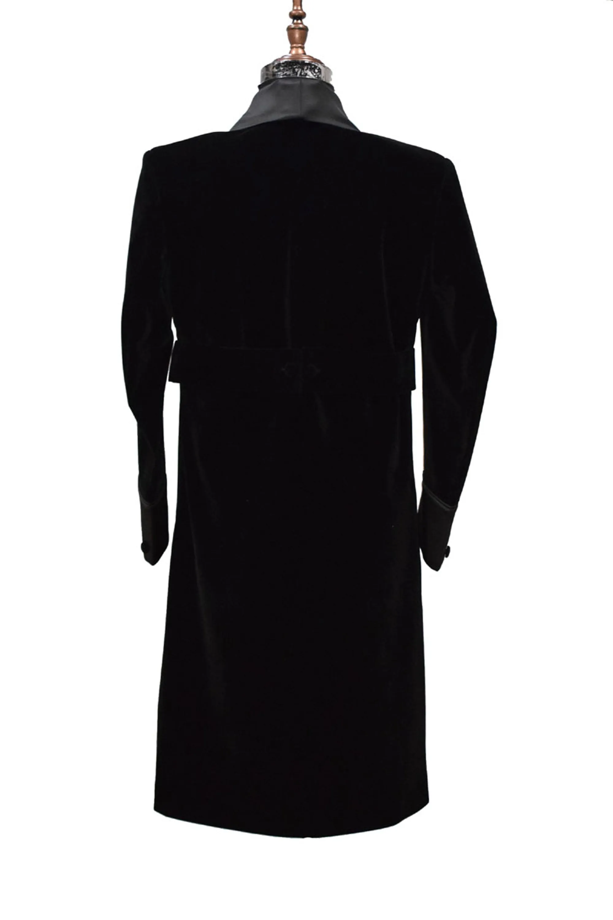 Men Black Smoking Gown Dinner Party Wear Long Gown