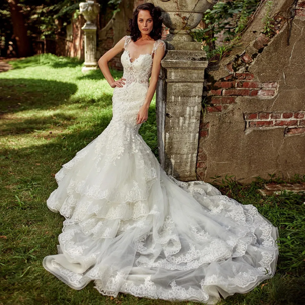 Mermaid Wedding Dress With Tiered Skirt