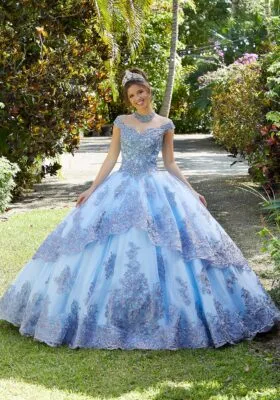 Metallic Embroidered and Crystal Beaded Ballgown