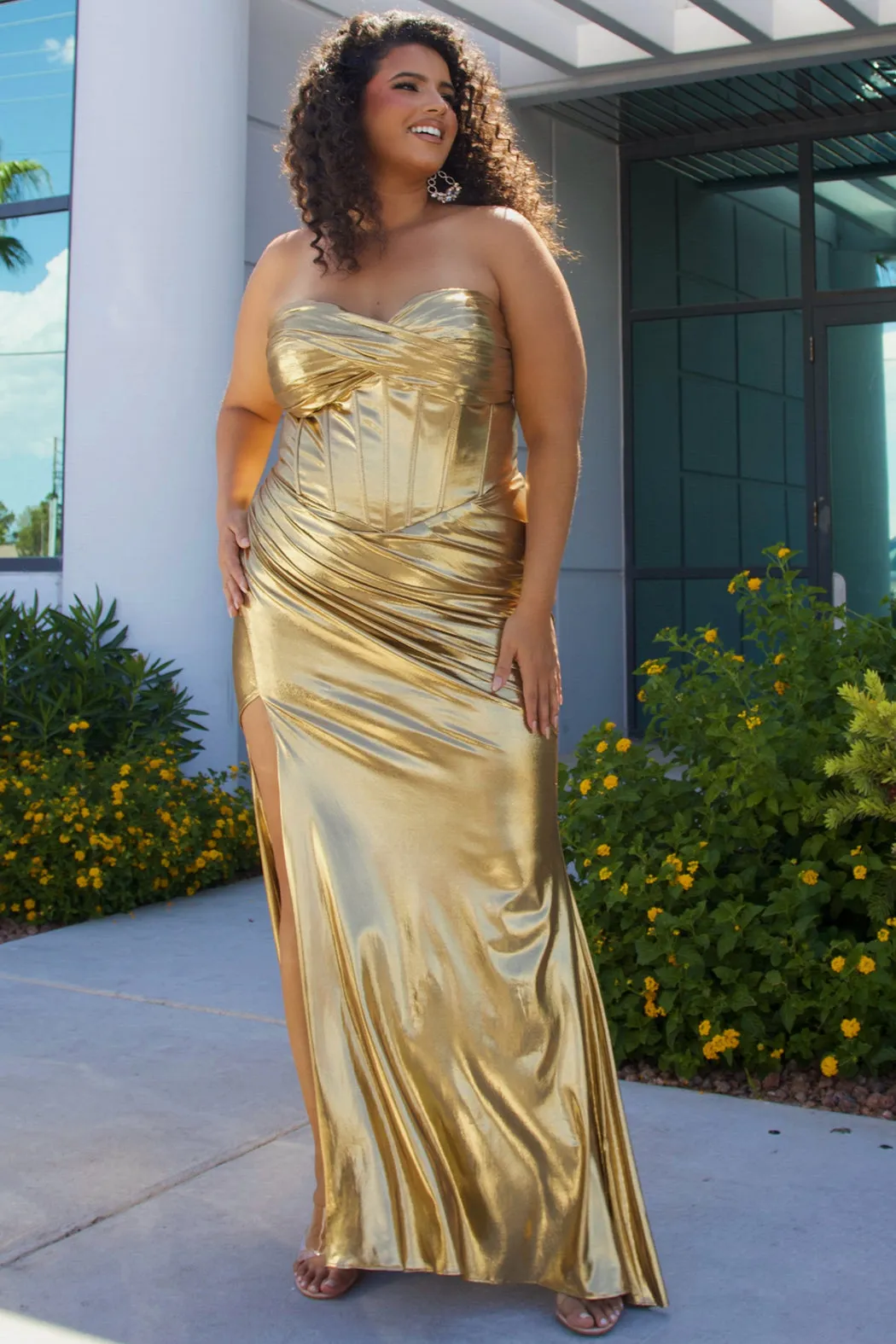 Metallic Madness Sexy Strapless Formal Dress