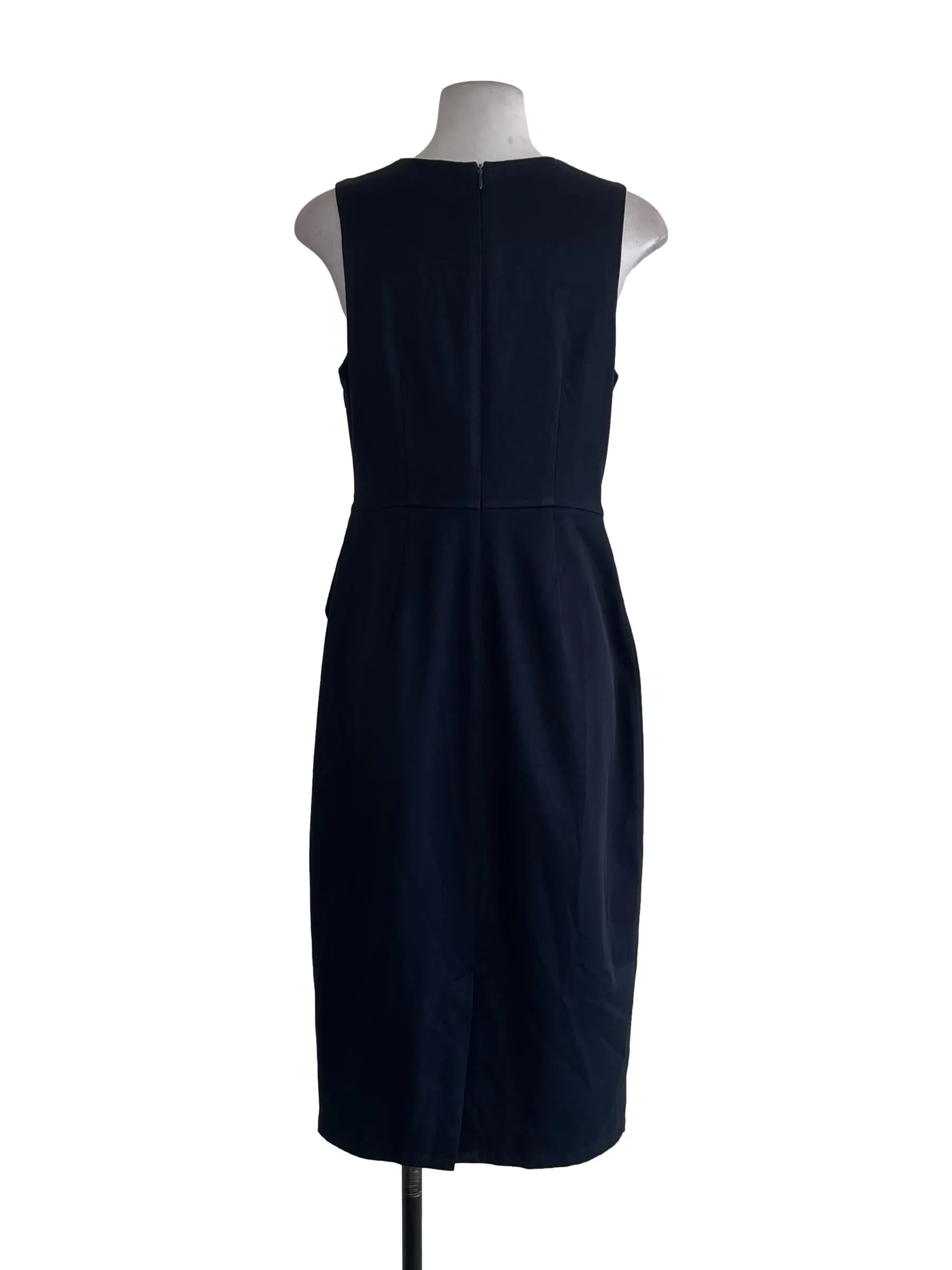 Midnight Blue Pleated Waist Sheath Dress