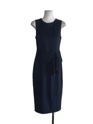 Midnight Blue Pleated Waist Sheath Dress