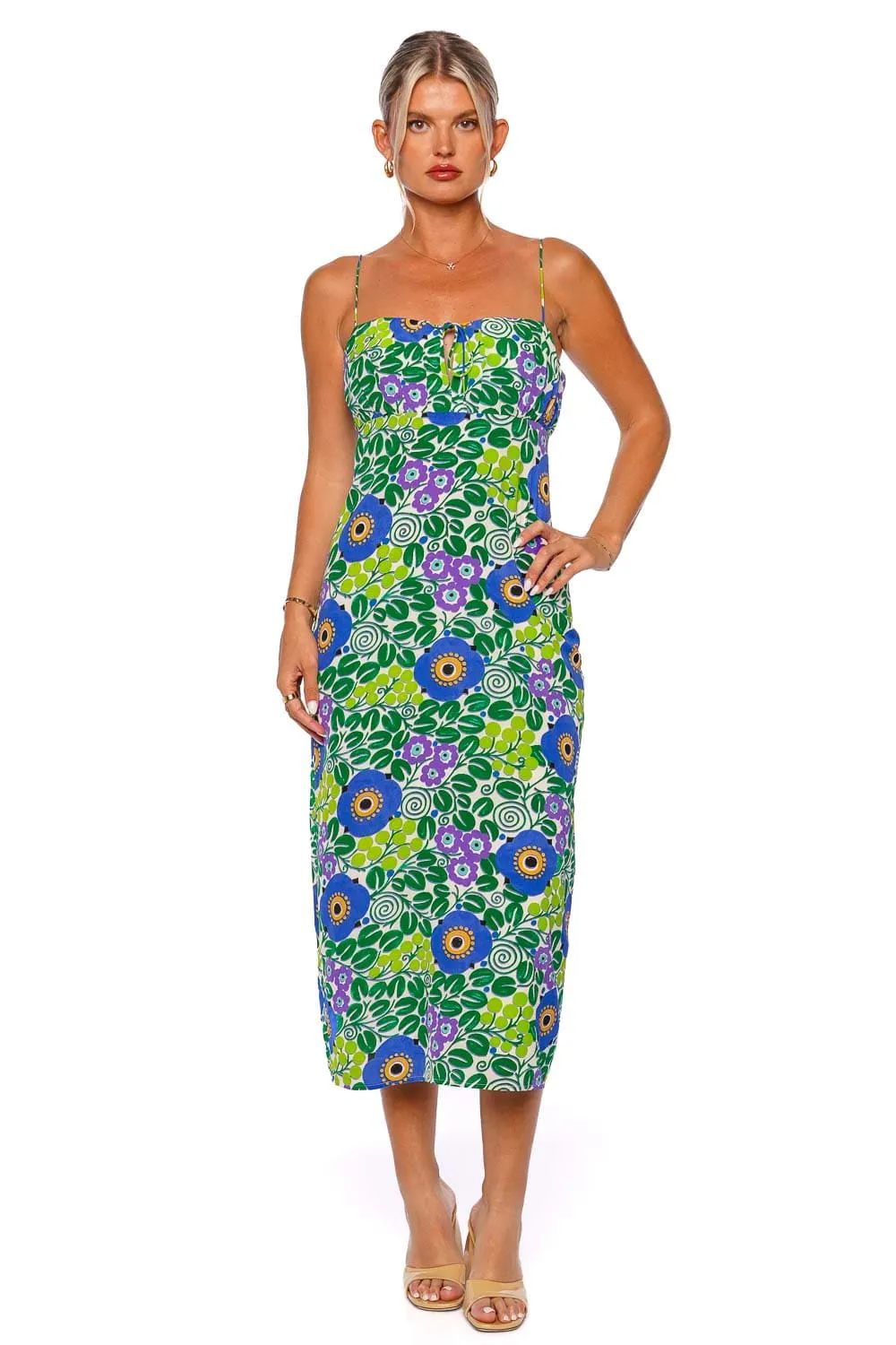 Mila Ruched Floral Midi Dress