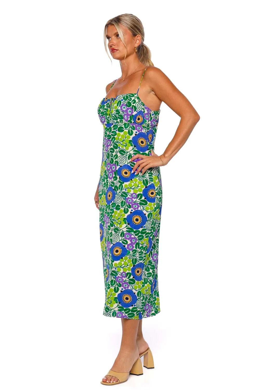 Mila Ruched Floral Midi Dress