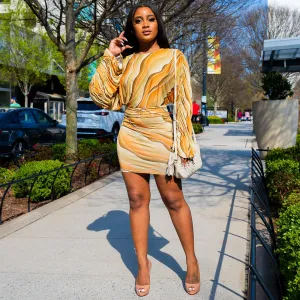 Milan Marble Print Mini Dress