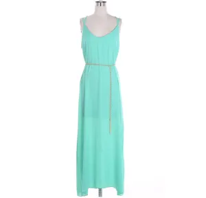 Mint Maxi Dress with Lace and Golden Chain