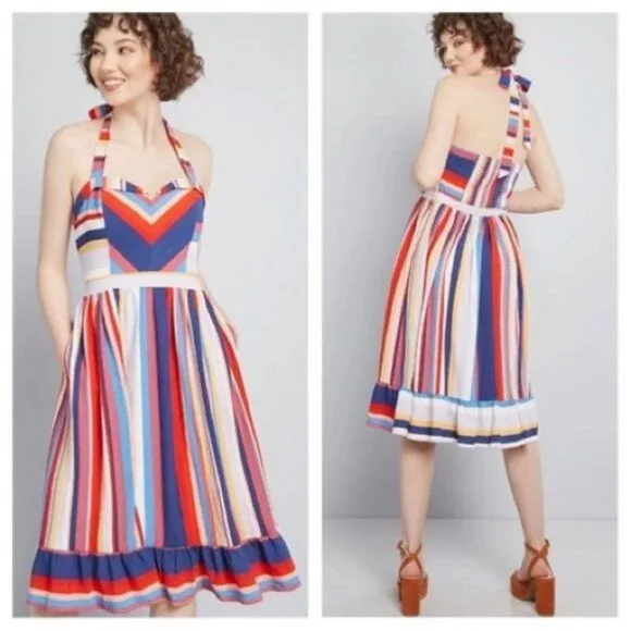 MODCLOTH Frequently Piquant Halter Dress NWOT