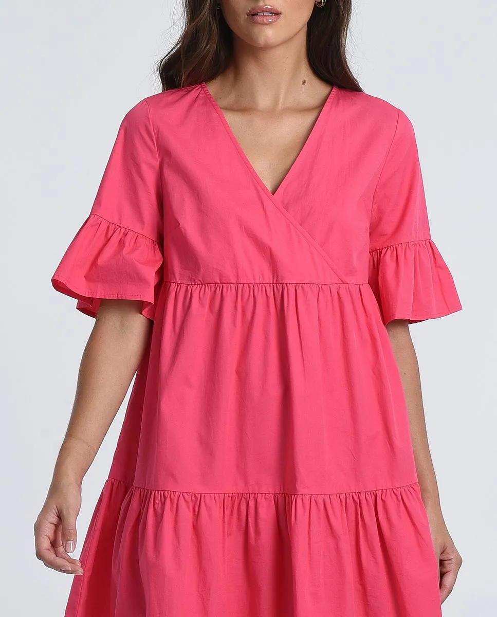 MOLLY BRACKEN TIERED V-NECK DRESS