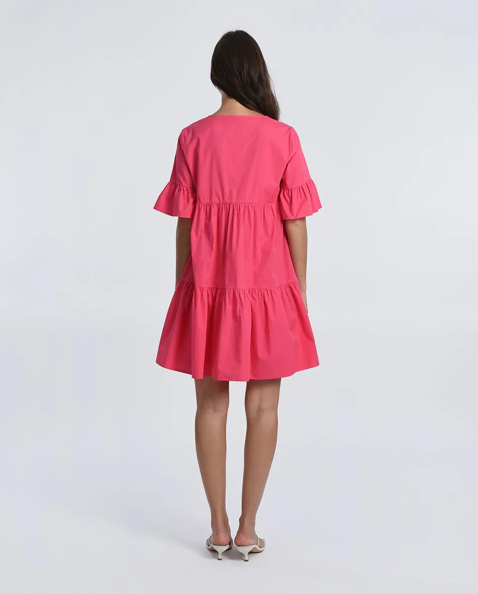 MOLLY BRACKEN TIERED V-NECK DRESS