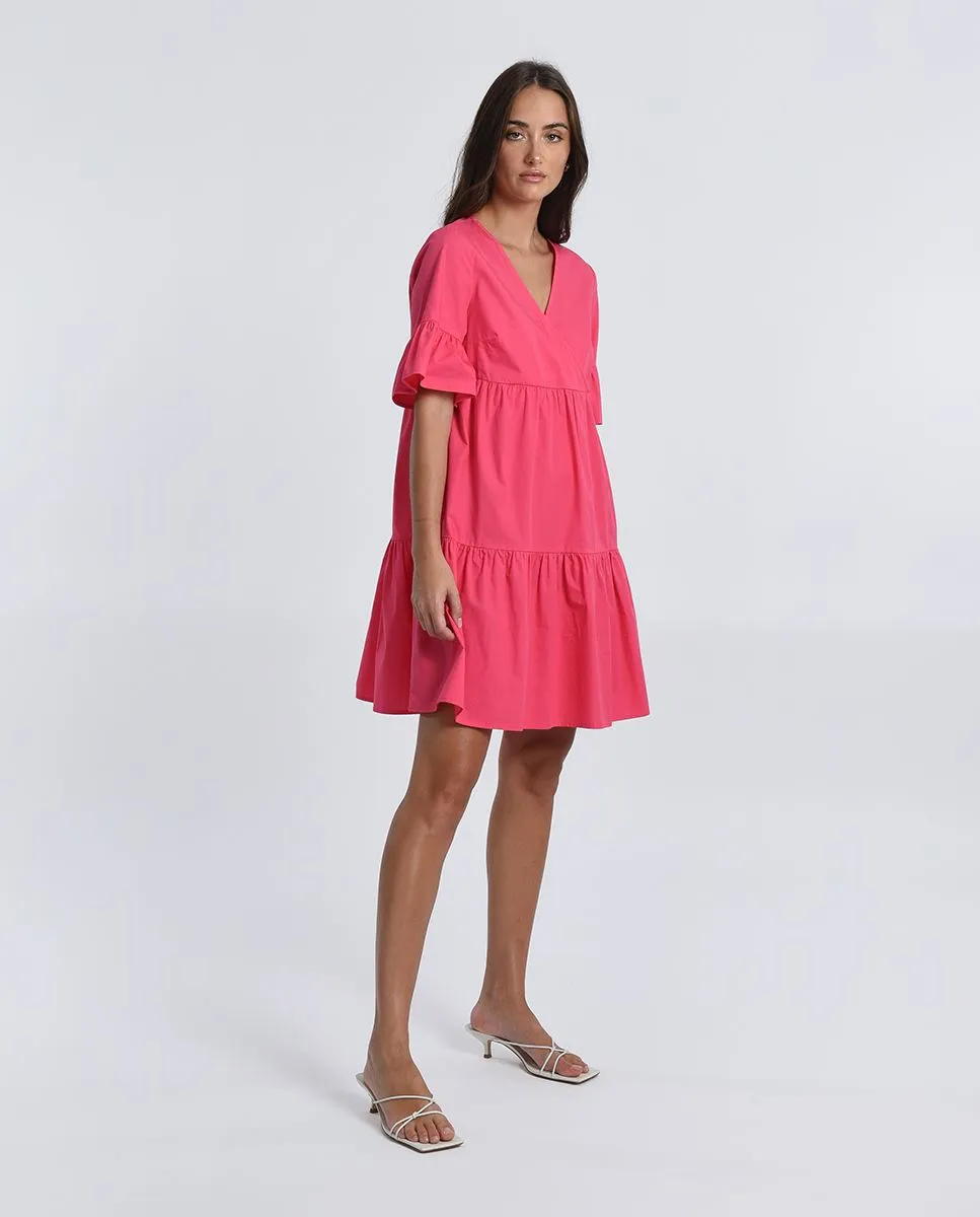MOLLY BRACKEN TIERED V-NECK DRESS
