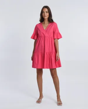 MOLLY BRACKEN TIERED V-NECK DRESS