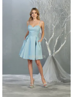 MQ 1791 - Metallic Homecoming Dress with Sweetheart Neck Pockets & Corset Back