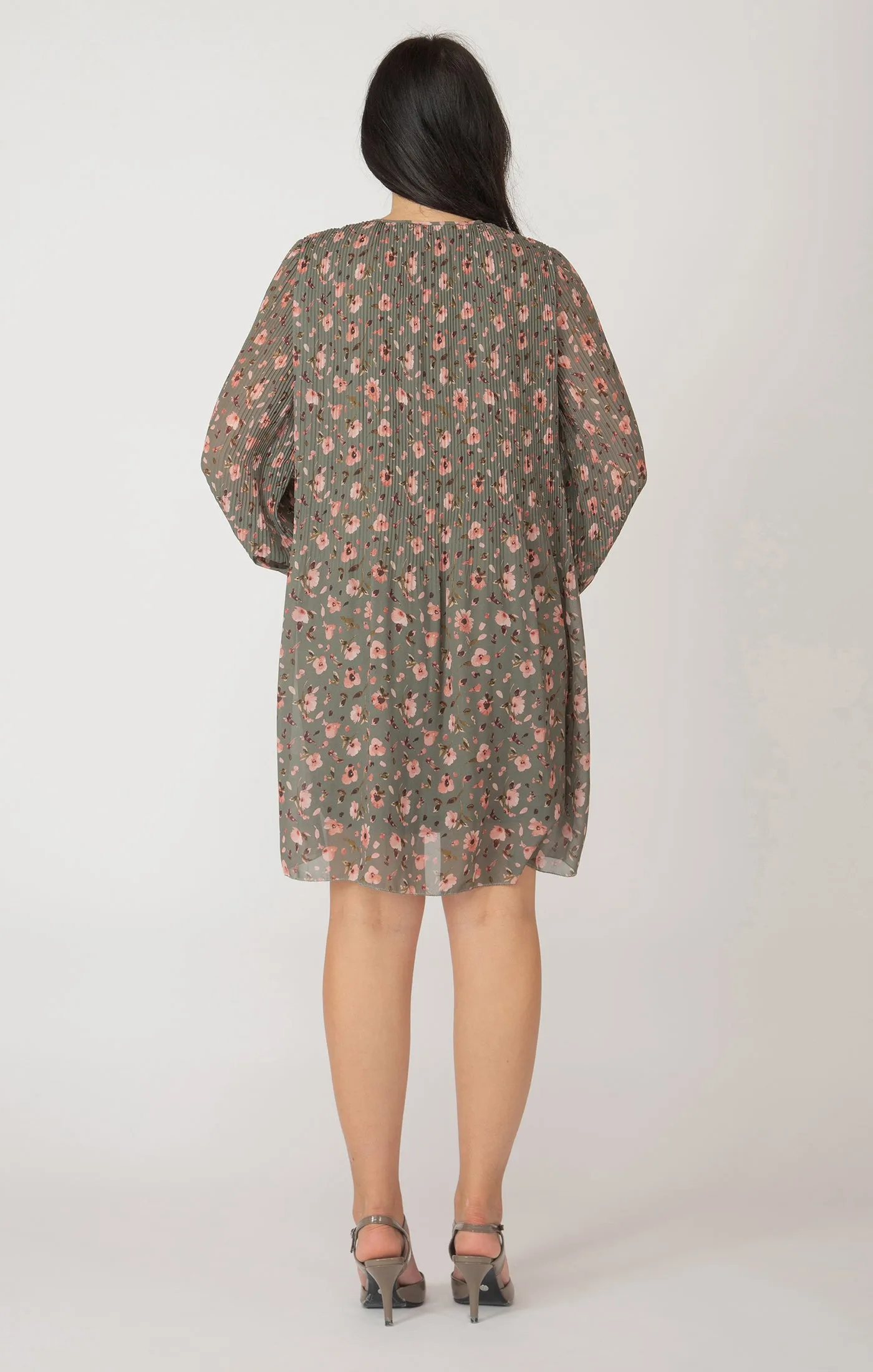 Mushroom Pleated Smock Dress