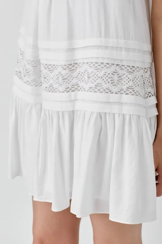 Mustard Seed Junior Halter Neck Trim Lace with Folded Detail Dress