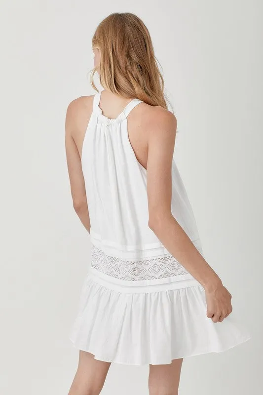 Mustard Seed Junior Halter Neck Trim Lace with Folded Detail Dress