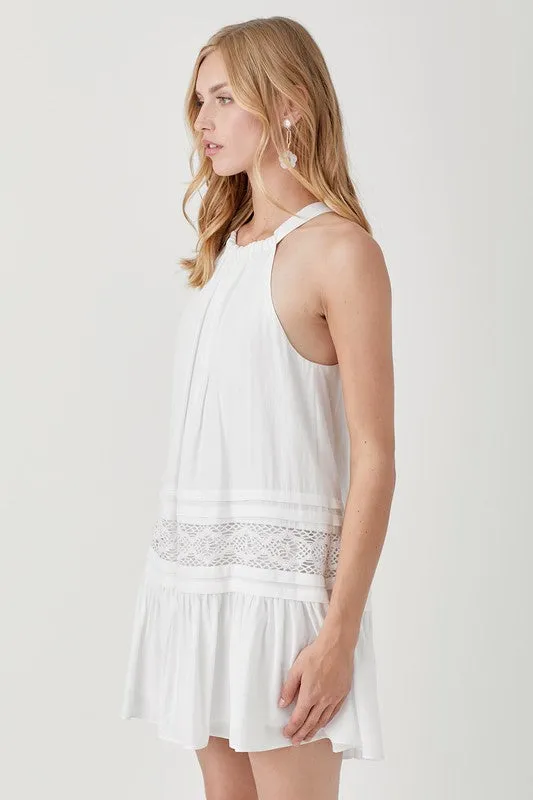 Mustard Seed Junior Halter Neck Trim Lace with Folded Detail Dress