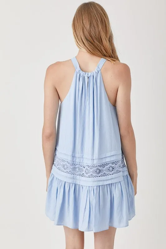 Mustard Seed Junior Halter Neck Trim Lace with Folded Detail Dress