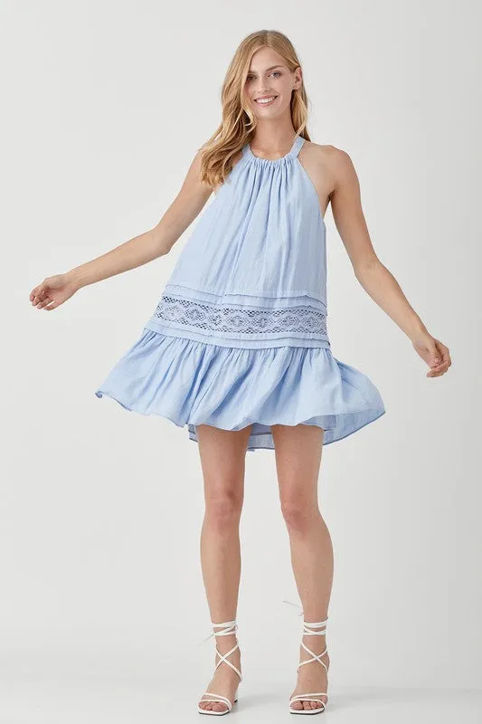 Mustard Seed Junior Halter Neck Trim Lace with Folded Detail Dress
