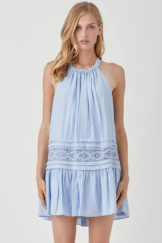 Mustard Seed Junior Halter Neck Trim Lace with Folded Detail Dress