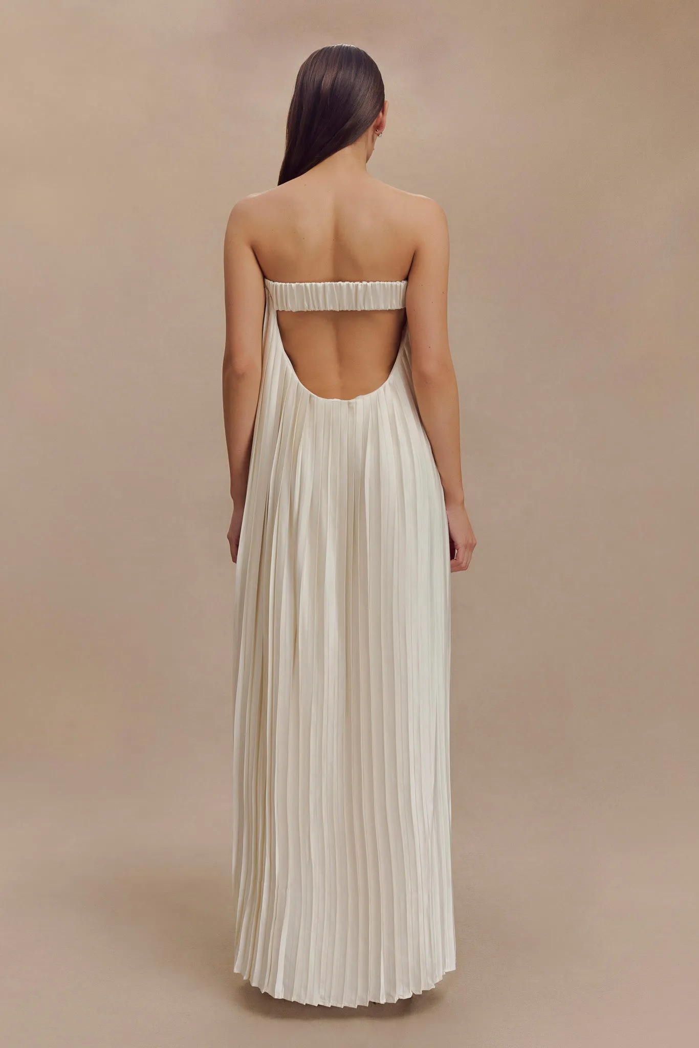 Myrah Plisse Strapless Maxi Dress - Ivory