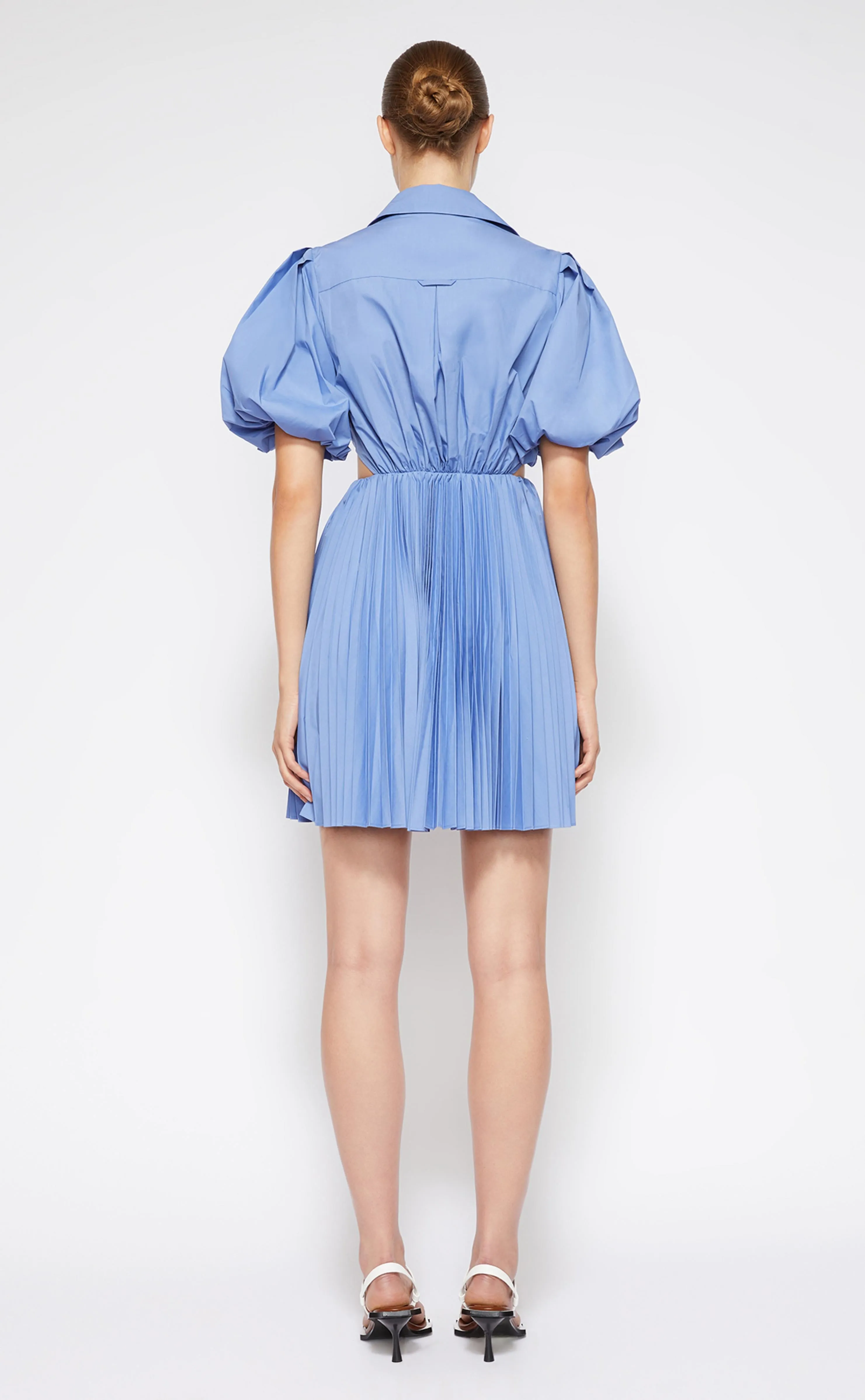 Nadine Pleated Puff Sleeve Shirt Dress - Hydrangea