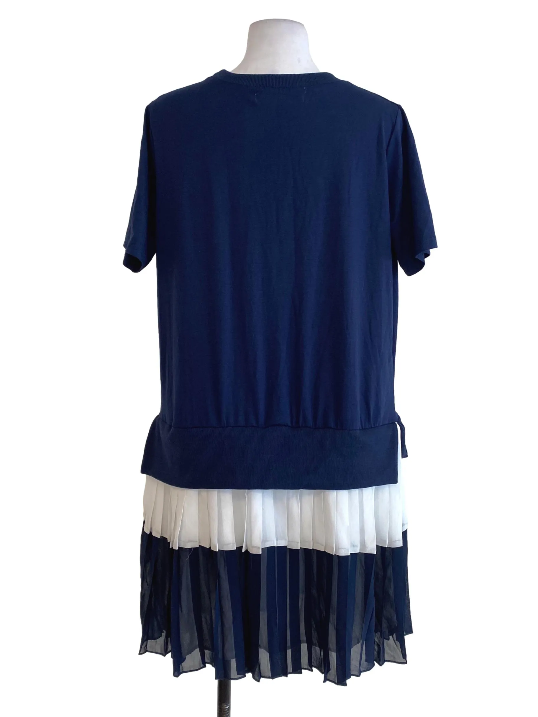 Navy Blue Half Tee Pleated Dress