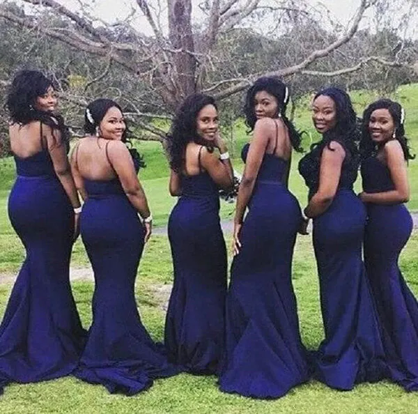 Navy Blue Mermaid Sweetheart Bridesmaid Dresses, Wedding Party Dress, MBD249