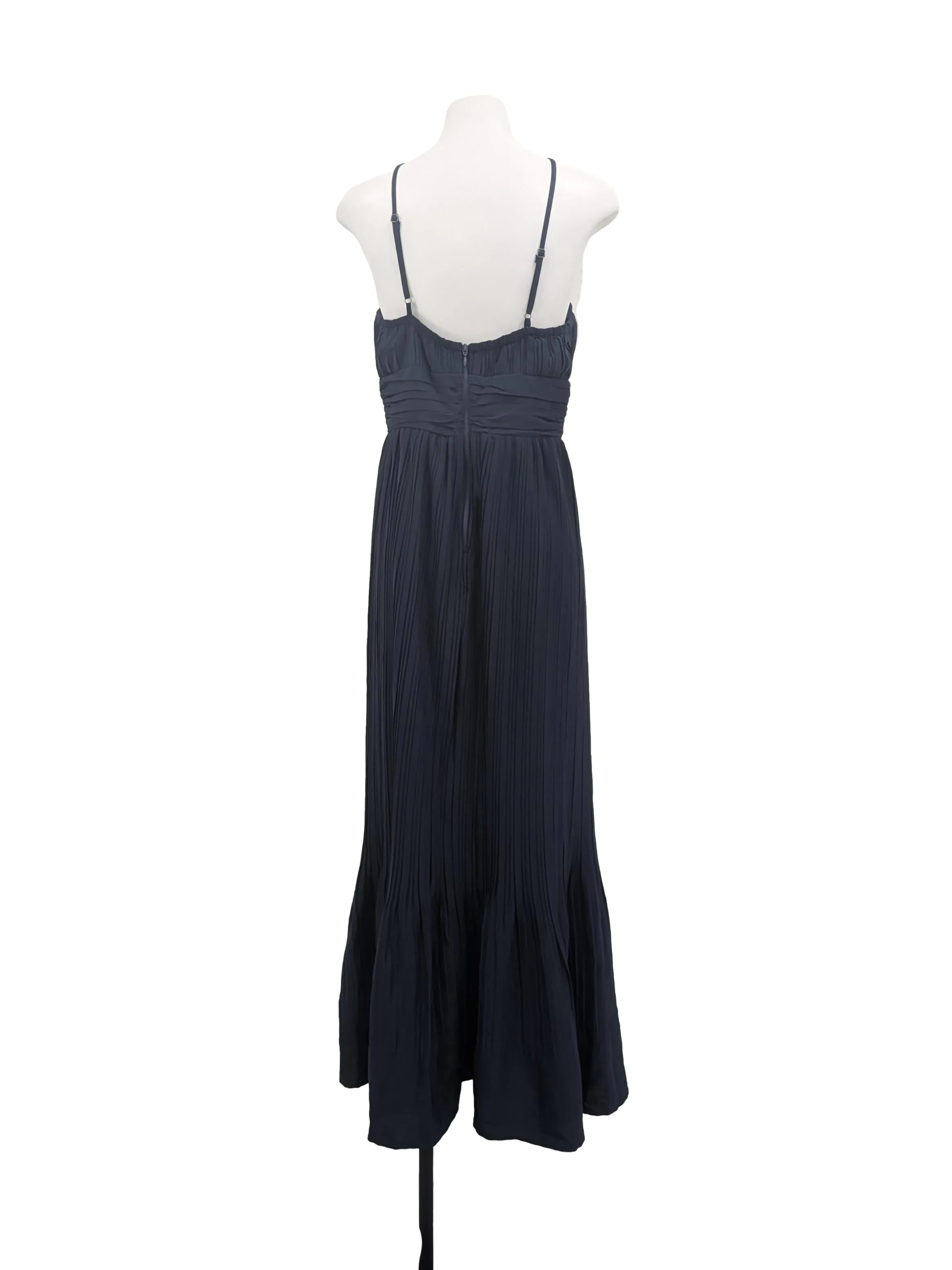 Navy Pleated Maxi Dress