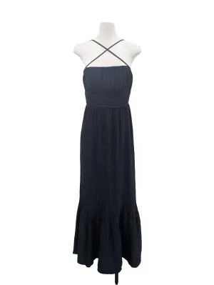 Navy Pleated Maxi Dress