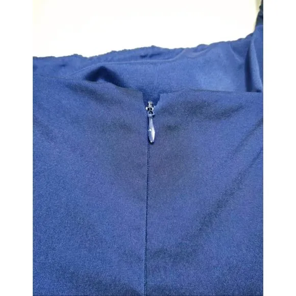 NEW ADRIANNA PAPELL SZ 6 BLUE 2 PC BOLERO JACKET/KNEE LTH RUCHED COCKTAIL DRESS
