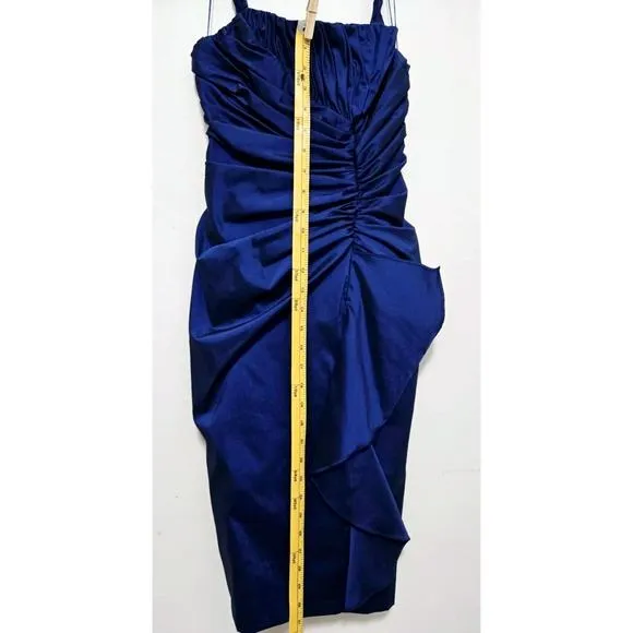 NEW ADRIANNA PAPELL SZ 6 BLUE 2 PC BOLERO JACKET/KNEE LTH RUCHED COCKTAIL DRESS
