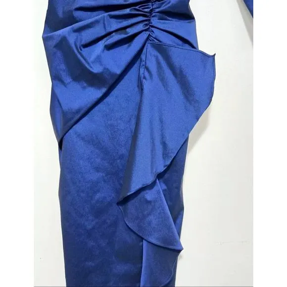NEW ADRIANNA PAPELL SZ 6 BLUE 2 PC BOLERO JACKET/KNEE LTH RUCHED COCKTAIL DRESS
