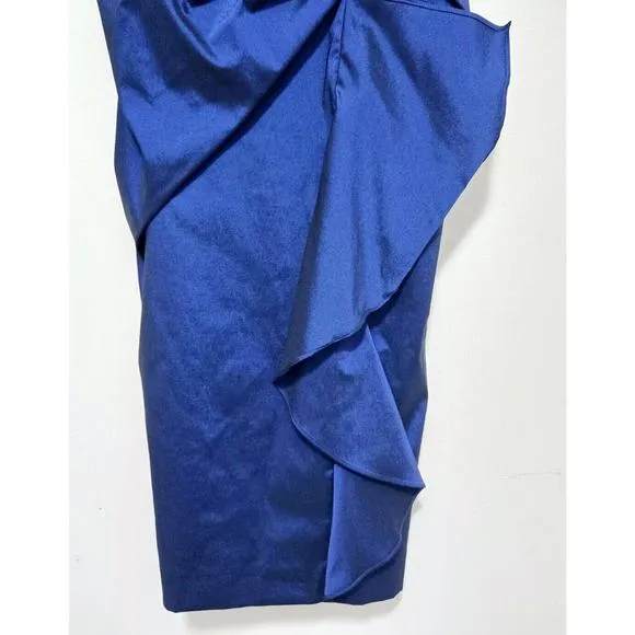 NEW ADRIANNA PAPELL SZ 6 BLUE 2 PC BOLERO JACKET/KNEE LTH RUCHED COCKTAIL DRESS