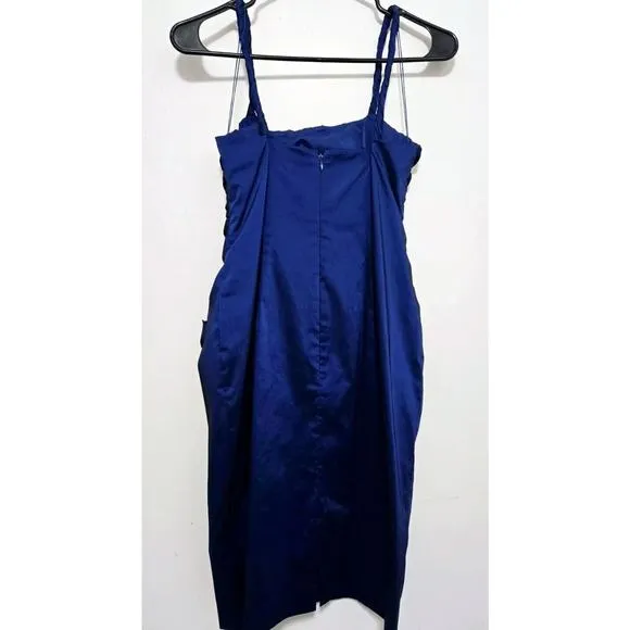 NEW ADRIANNA PAPELL SZ 6 BLUE 2 PC BOLERO JACKET/KNEE LTH RUCHED COCKTAIL DRESS