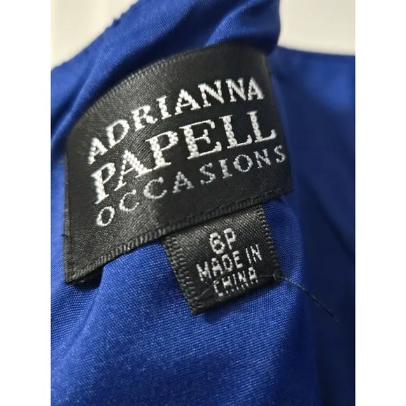 NEW ADRIANNA PAPELL SZ 6 BLUE 2 PC BOLERO JACKET/KNEE LTH RUCHED COCKTAIL DRESS