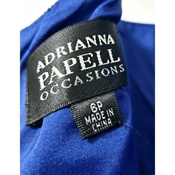 NEW ADRIANNA PAPELL SZ 6 BLUE 2 PC BOLERO JACKET/KNEE LTH RUCHED COCKTAIL DRESS