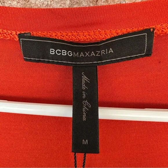 NEW BCBGMAXAZRIA Trudie Drape Sash Ruched Dress Medium Orange Real Housewives